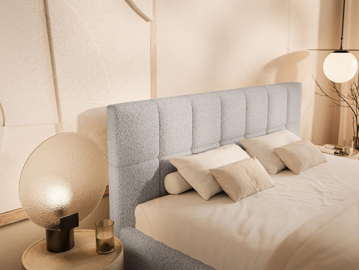 POLSTERBETT Moura 160x200 cm, Hellgrau - Hellgrau, Textil (160/200cm) - Fedve