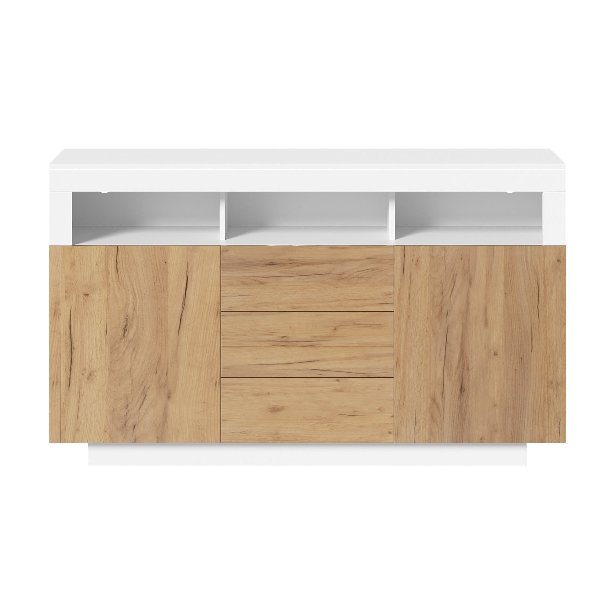 SIDEBOARD Weiß und Natur 140/40/85 cm - Weiß, Holzwerkstoff (140/85/40cm) - PANGIVO