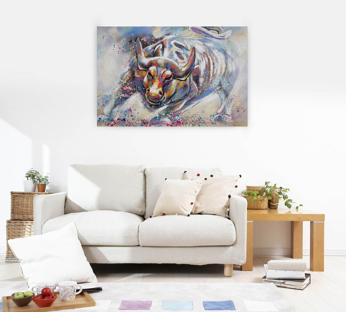 ACRYLBILD HANDGEMALT 120/80 cm - Blau, Holz/Textil (2.06/80cm) - KUNSTLOFT