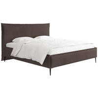 POLSTERBETT Pillow Rise mit Bettkasten, Lattenrost & hohen Metallfüßen in Braun Bouclé 120x200 cm - Birkefarben/Schwarz, Holz/Textil (120/200cm) - WFL GROUP