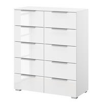 KOMMODE - 10 Schubladen - Weiß Hochglanz/Weiß, Holzwerkstoff (80/100/42cm) - home24
