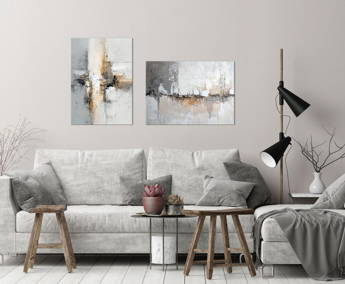 LEINWANDBILD 70x50 cm abstrakte Kunst Bild Wohnzimmer - Beige, Textil (70/50cm) - artissimo
