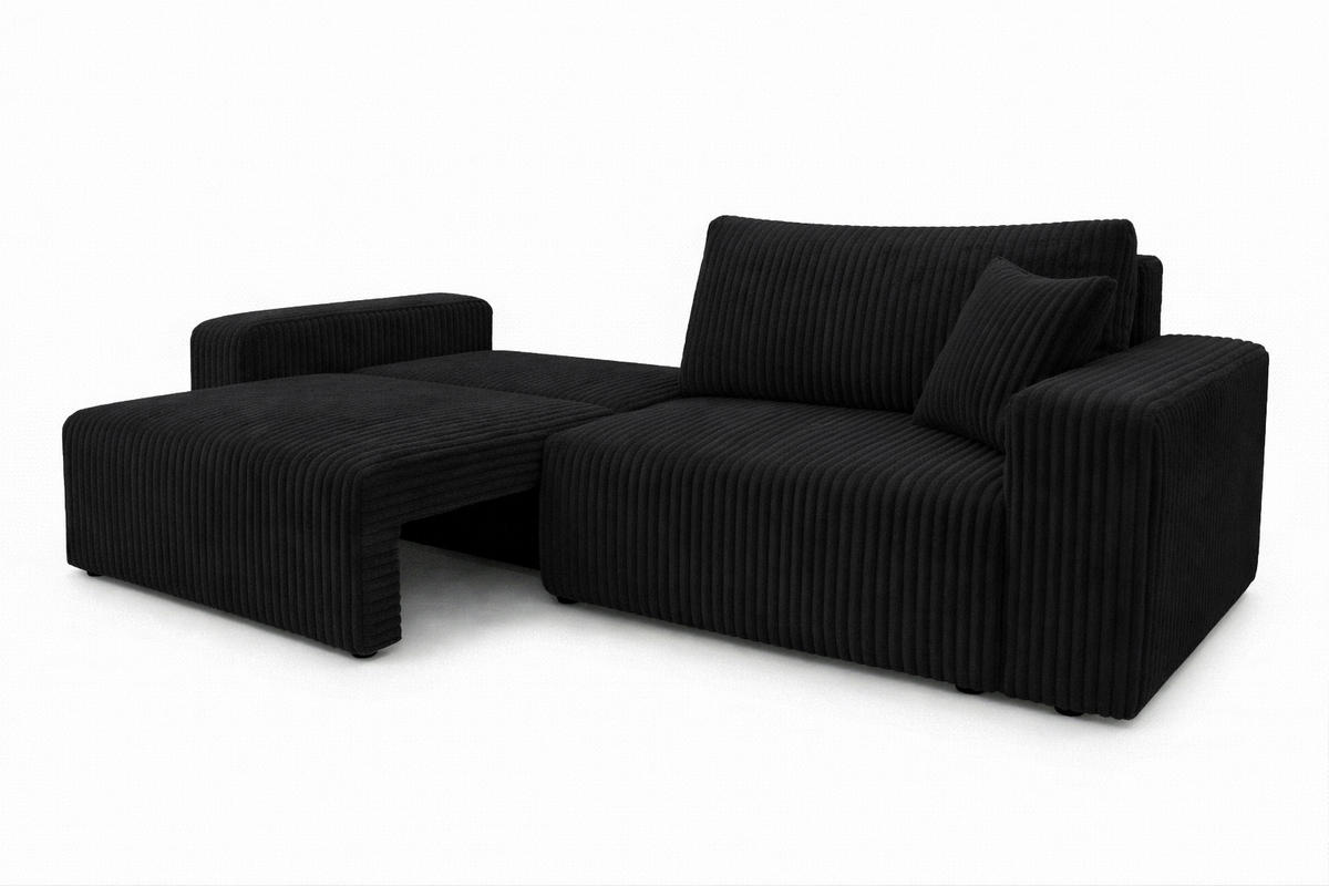 SOFA Mit Schlaffunktion Und Bettkasten, Cordstoff Tilia, Schwarz, BEST SCORNER - Schwarz, Holz (245/83/90cm) - Kaiser Möbel