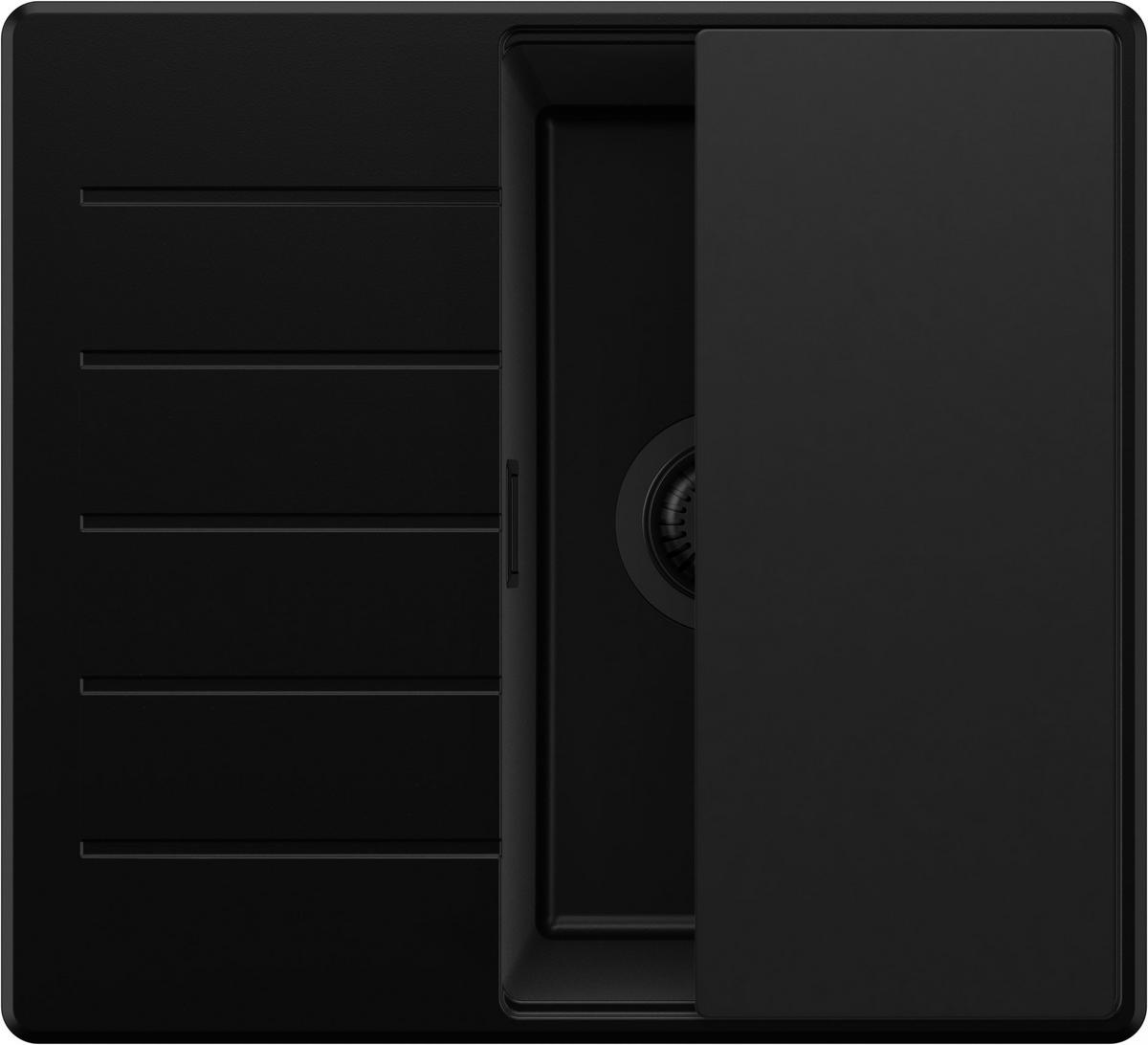 SPÜLBECKEN Kopenhagen, 2-er set Alles Schwarz 55/50 cm 1 Becken + Ablauf-Set + Schneidebrett ab 40er Unterschrank - Schwarz, Kunststoff (55/20/50cm) - Primagran