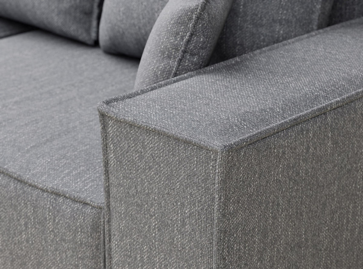 ECKSOFA MIT SCHLAFFUNKTION Moyo Grau Webstoff - Schwarz/Grau, Holz/Holzwerkstoff (255/148cm) - Maison de Reve