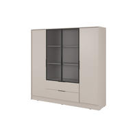 DREHTÜRENSCHRANK - Sevia Kaschmir – mit Vitrine in der Mitte - Kaschmir, Holzwerkstoff (206/200/51cm) - Möblo