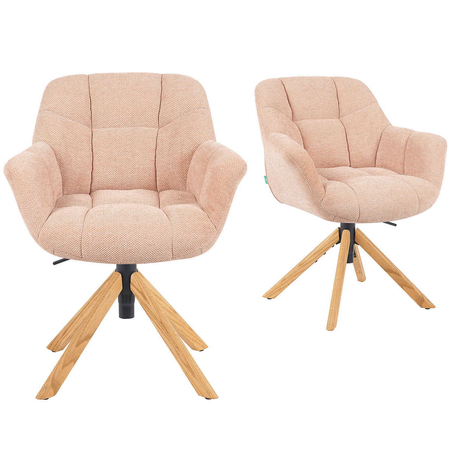 BÜROSTUHL Mika-Iven - Honigeiche/Rosa, Eichenholz/Holz (65/82/66cm) - DUBI Möbel