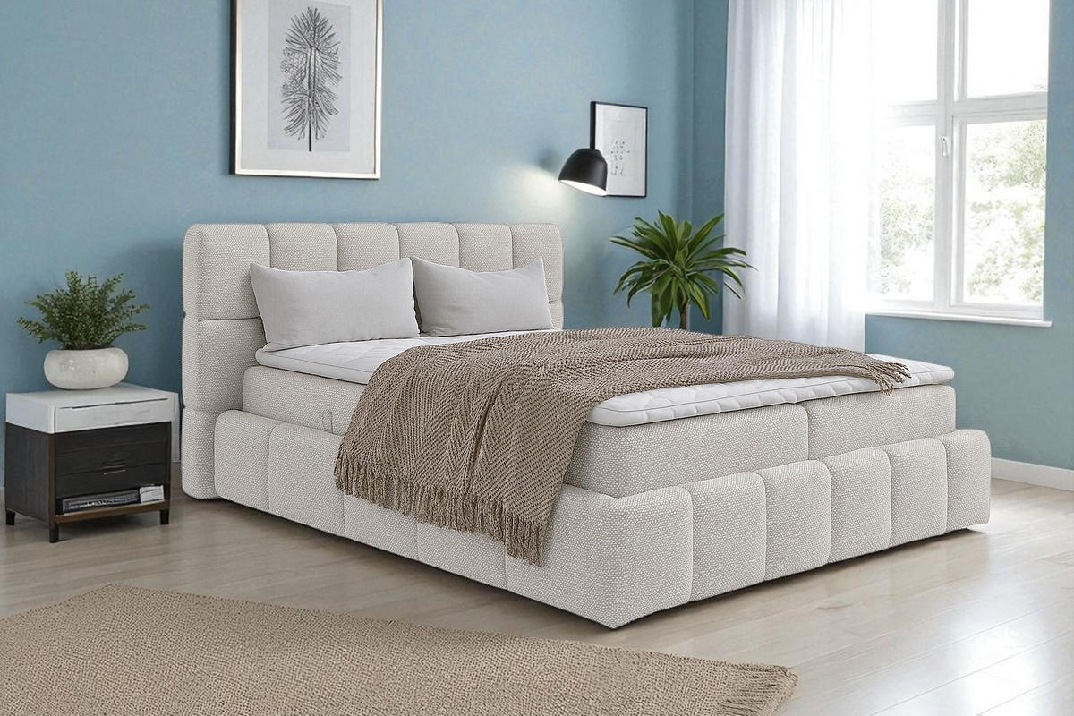 BOXSPRINGBETT AURA mit Topper und Bettkasten, Taupe, H3 Bonell, 160x200 cm - Taupe, Textil (160/200cm) - KS Home Concept