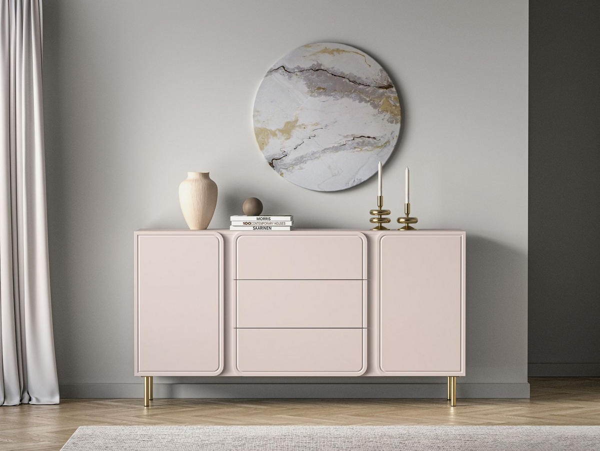 SIDEBOARD Loppa Kaschmirbeige 160 cm - Beige/Goldfarben, Holzwerkstoff/Metall (160/85/40cm) - Selsey