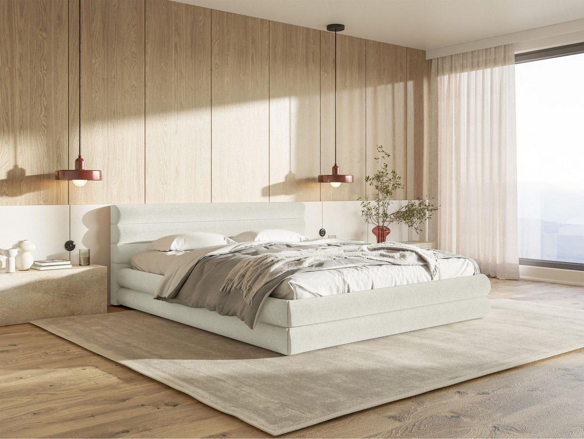 POLSTERBETT Alegre Creme Chenille 180x200 cm - Creme/Schwarz, Kunststoff/Textil (180/200cm) - Selsey