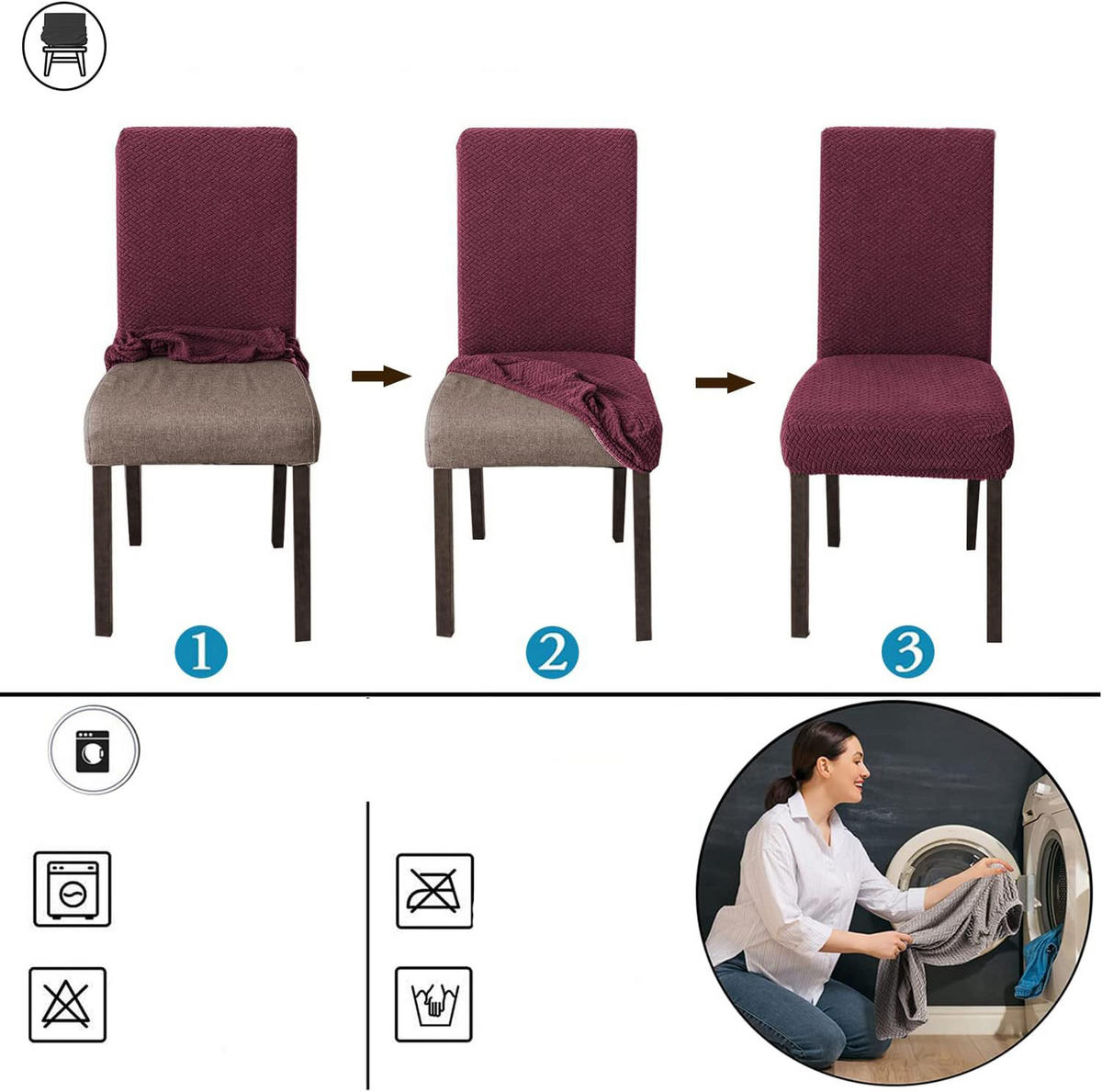 STUHLHUSSE Stretch Stuhlbezug 1 Stück - Dunkelbraun, Textil (18/25cm) - Kaket