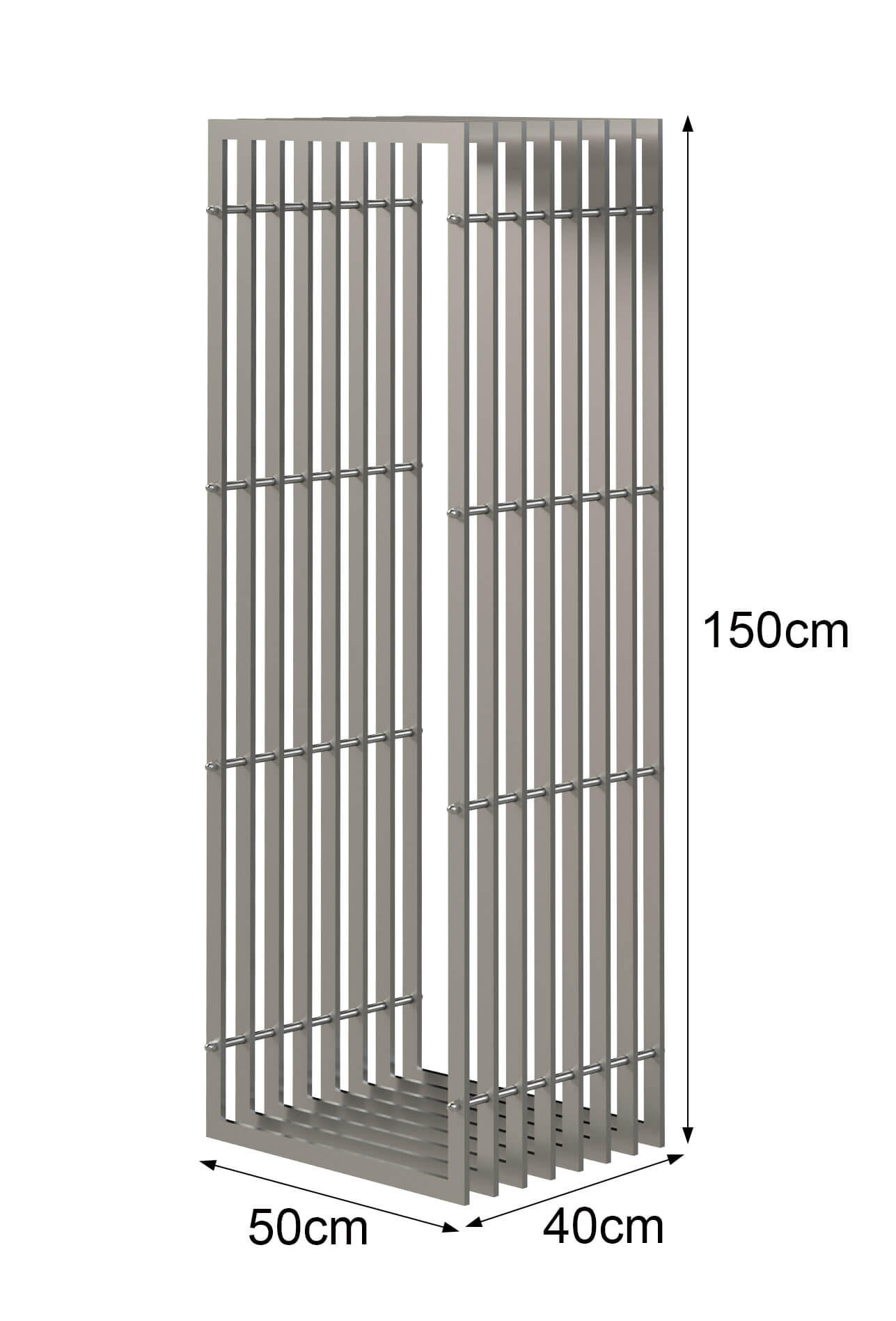 KAMINHOLZREGAL Innen Metall Edelstahl Kaminholzständer 150 cm - Edelstahlfarben, Metall (50/150/40cm) - DanDiBo