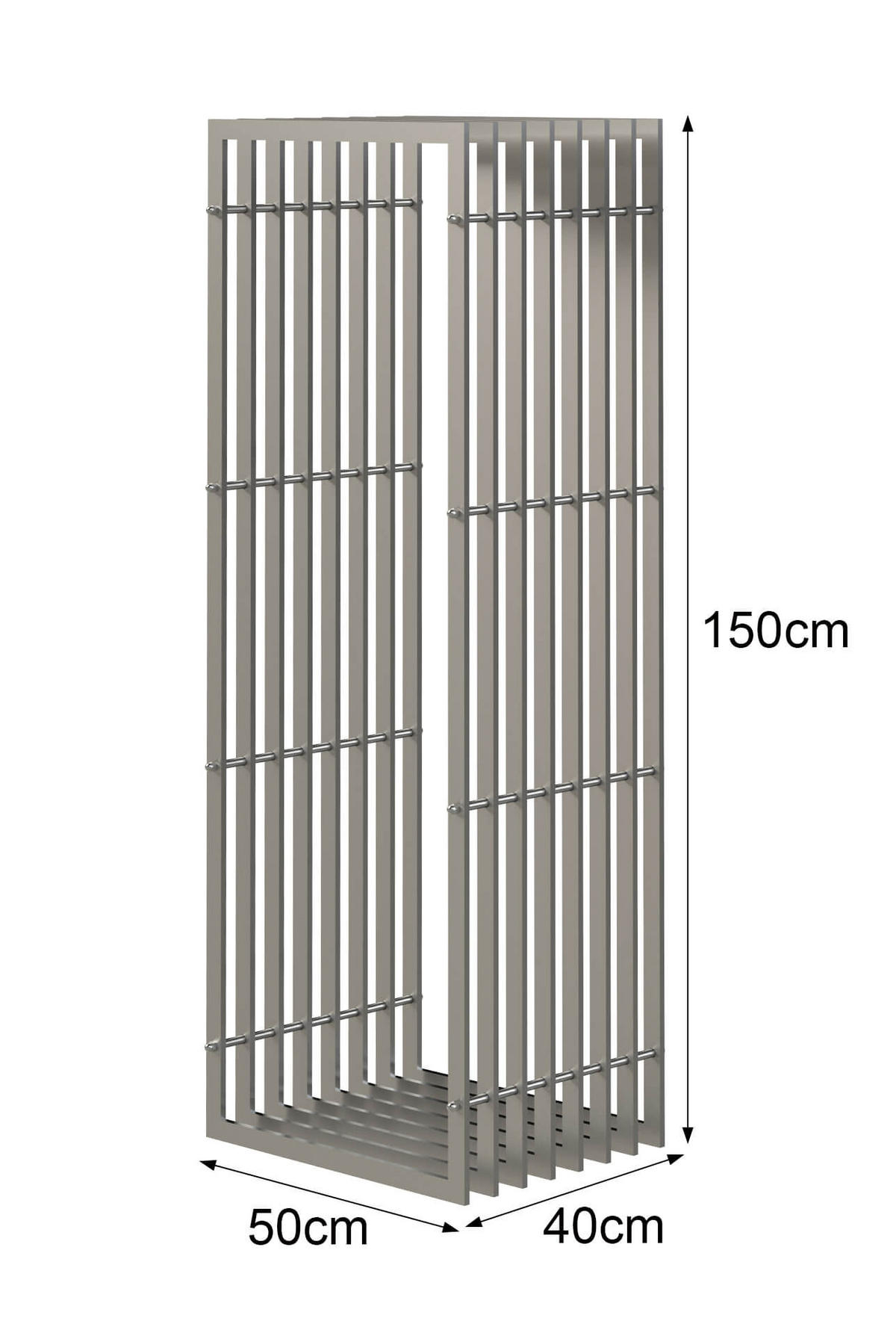 KAMINHOLZREGAL Innen Metall Edelstahl Kaminholzständer 150 cm - Edelstahlfarben, Metall (50/150/40cm) - DanDiBo