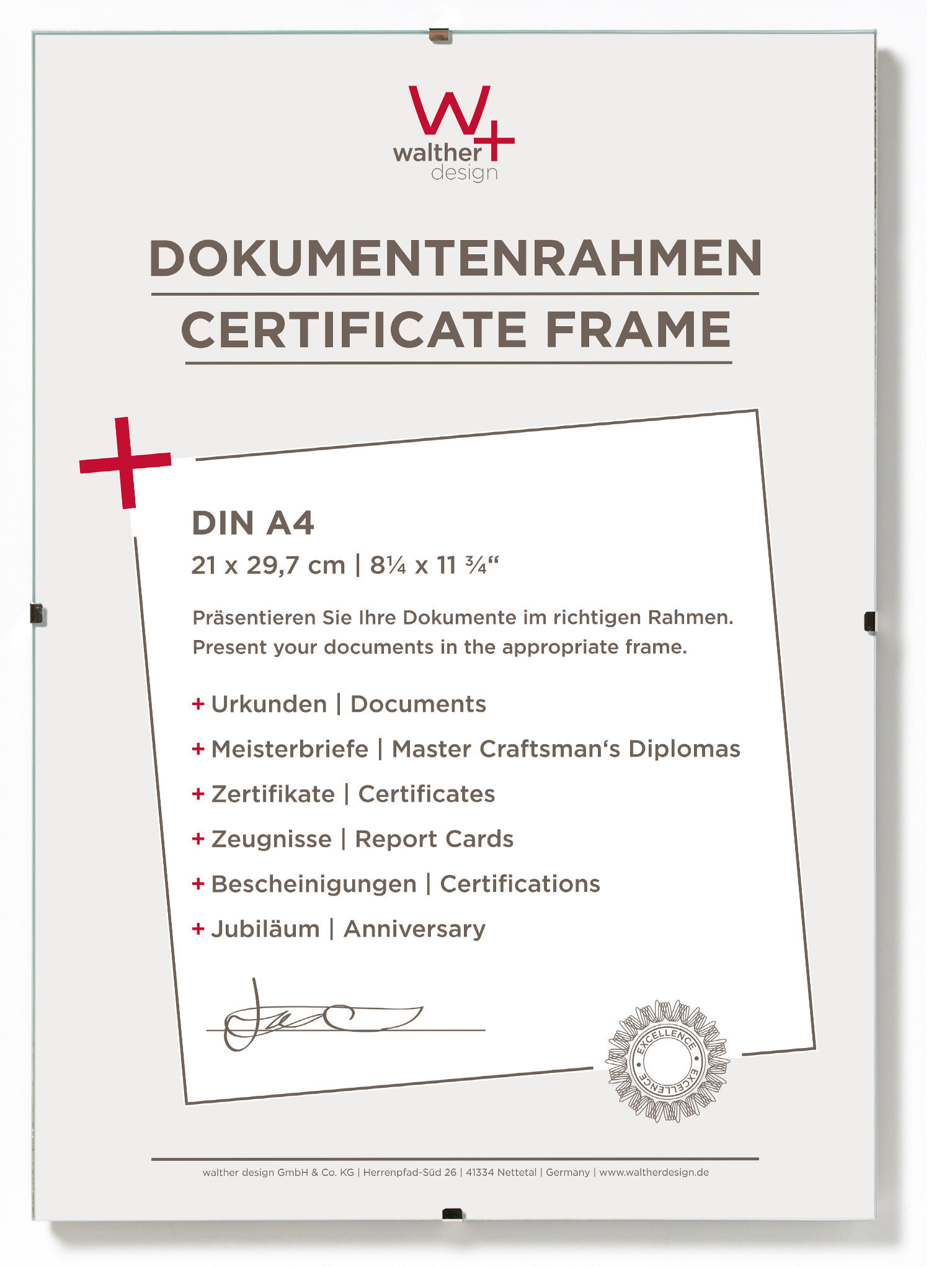 walther design Bilderrahmen Transparent 21x29.7x1 cm