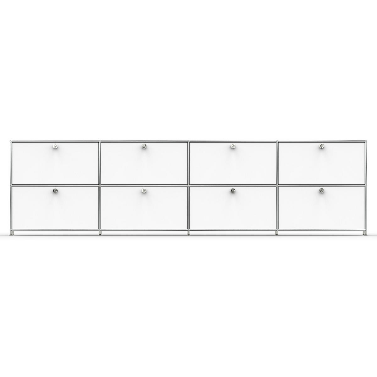 AKTENSCHRANK, 8 Schubladen & Schloss, Breite 302 cm, Signalweiß - Chromfarben/Silberfarben, Metall (40/80.5/302.2cm) - Versee