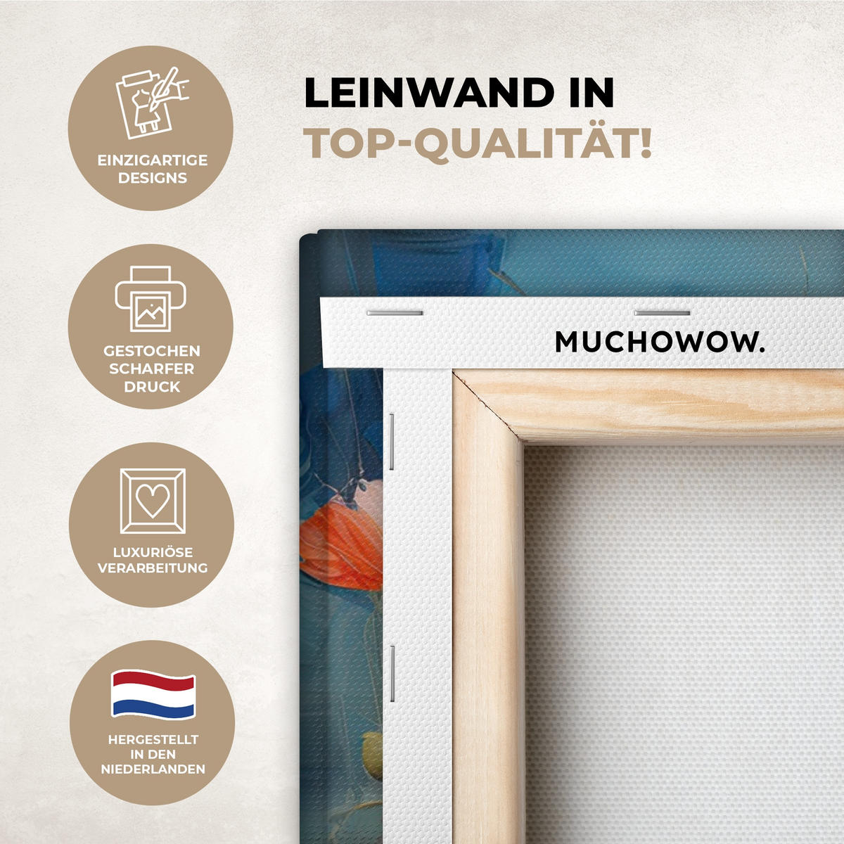 LEINWANDBILD Blumen - Aquarell - Kunst - Botanisch - Natur Wandbilder 80x60 cm - Orange, Textil (80/60cm) - MuchoWow