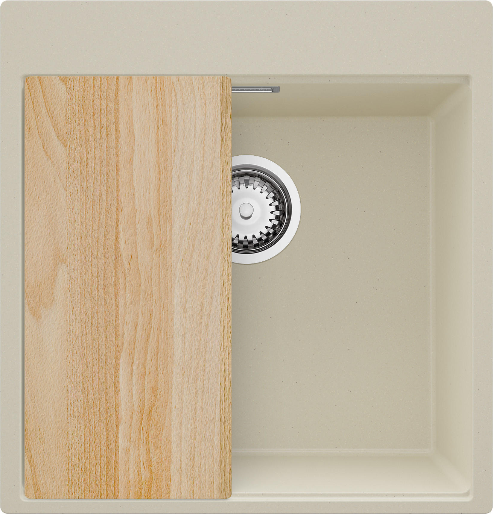 SPÜLBECKEN Oslo, 3-er set Beige 48/50 cm, 1 Becken + Ablauf-Set + Schneidebrett ab 50er Unterschrank - Chromfarben/Beige, Kunststoff (48/20/50cm) - Primagran