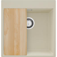 SPÜLBECKEN Oslo, 3-er set Beige 48/50 cm, 1 Becken + Ablauf-Set + Schneidebrett ab 50er Unterschrank - Chromfarben/Beige, Kunststoff (48/20/50cm) - Primagran