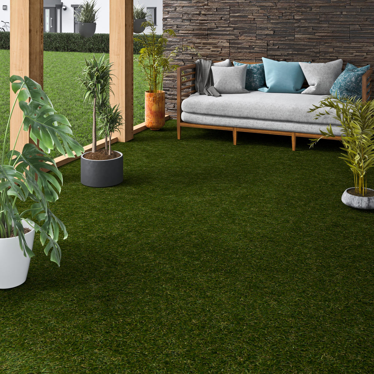KUNSTRASEN RASENTEPPICH OUTDOOR - Dunkelgrün, Textil (200/150cm) - Snapstyle