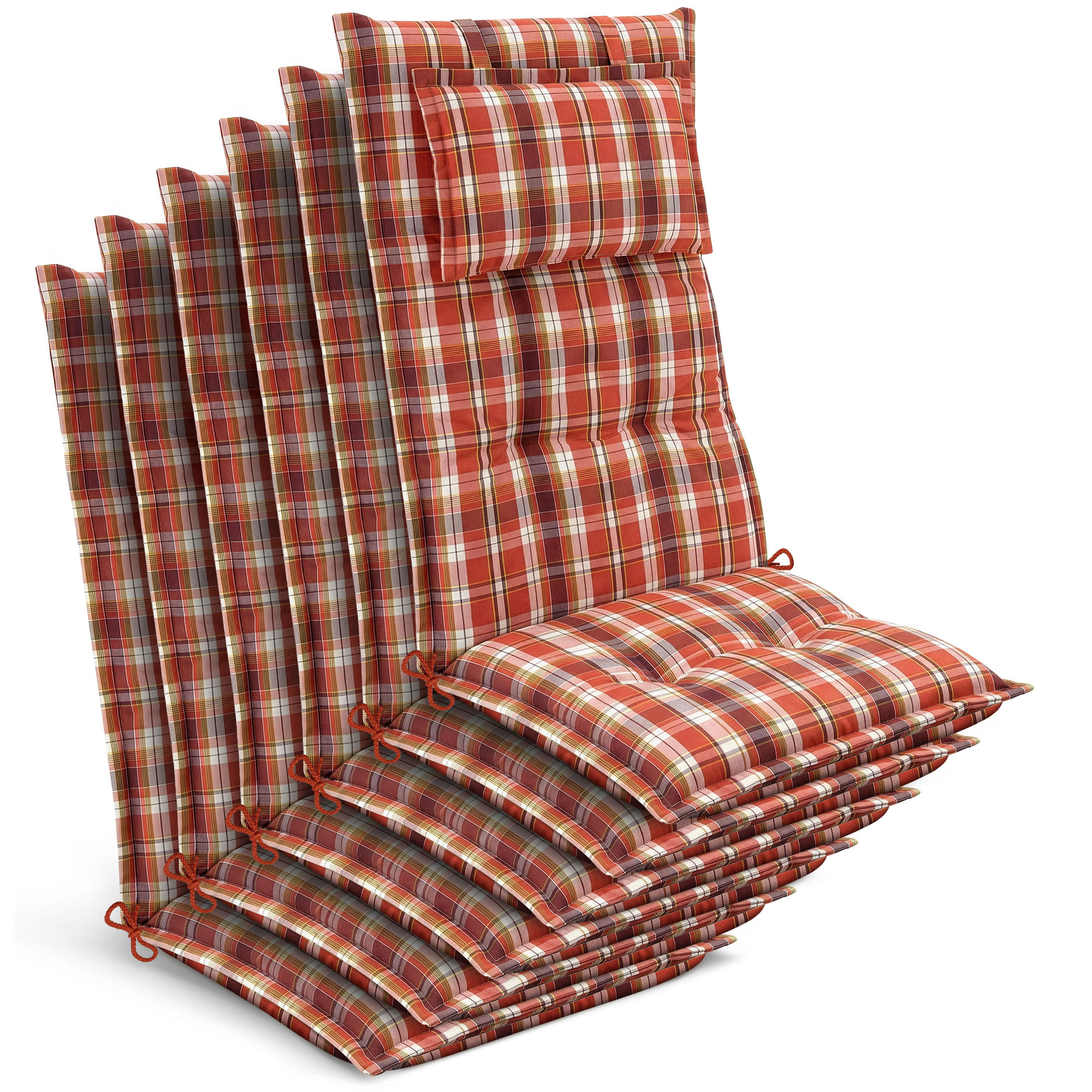 HOCHLEHNER Highlux HL 120x52x7cm Orange-Rot-Grün-Kariert (6tlg) - Grün, Textil (52/120cm) - Beautissu 