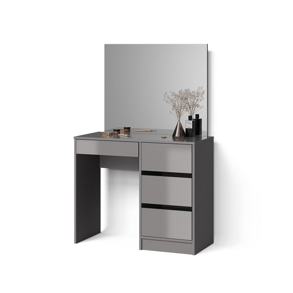 SCHMINKTISCH Imola Grau 90 cm mit Spiegel - Grau, Holzwerkstoff (90/75/40cm) - Livinity®