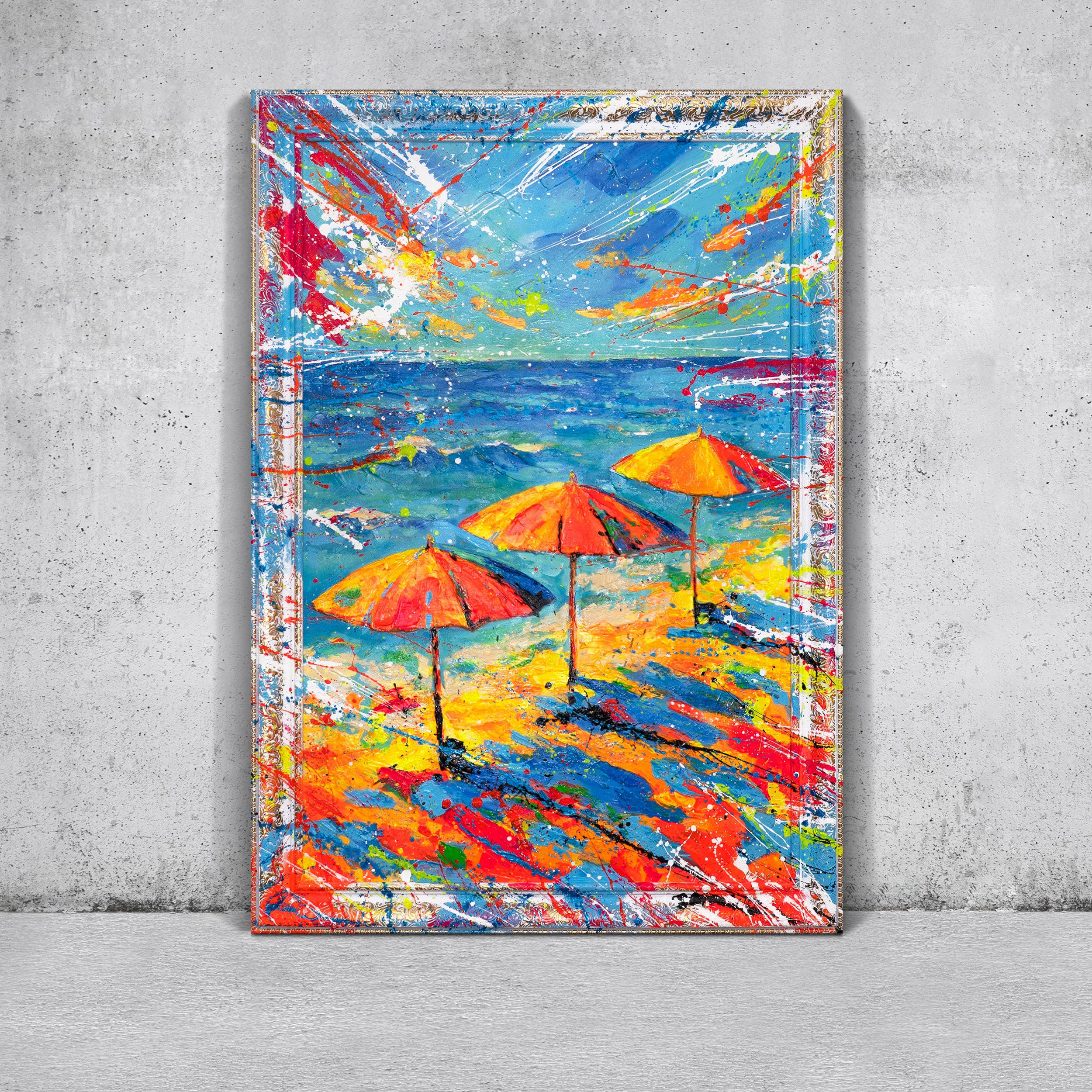 GEMÄLDE Auf den Spuren der Sonne Schattenfugenrahmen Weiß 120x80 cm - Weiß, Holz (120/80cm) - YS-art gallery
