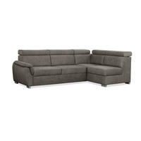 ECKSOFA Ravini Braun, Gestepptes Ecksofa, rechte seite - Braun, Holzwerkstoff (253/156cm) - Bettso