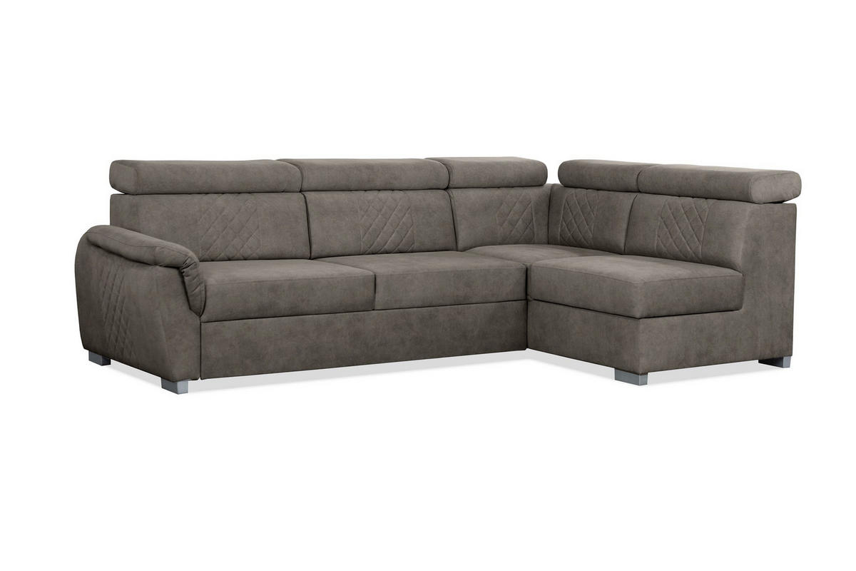 ECKSOFA Ravini Braun, Gestepptes Ecksofa, rechte seite - Braun, Holzwerkstoff (253/156cm) - Bettso