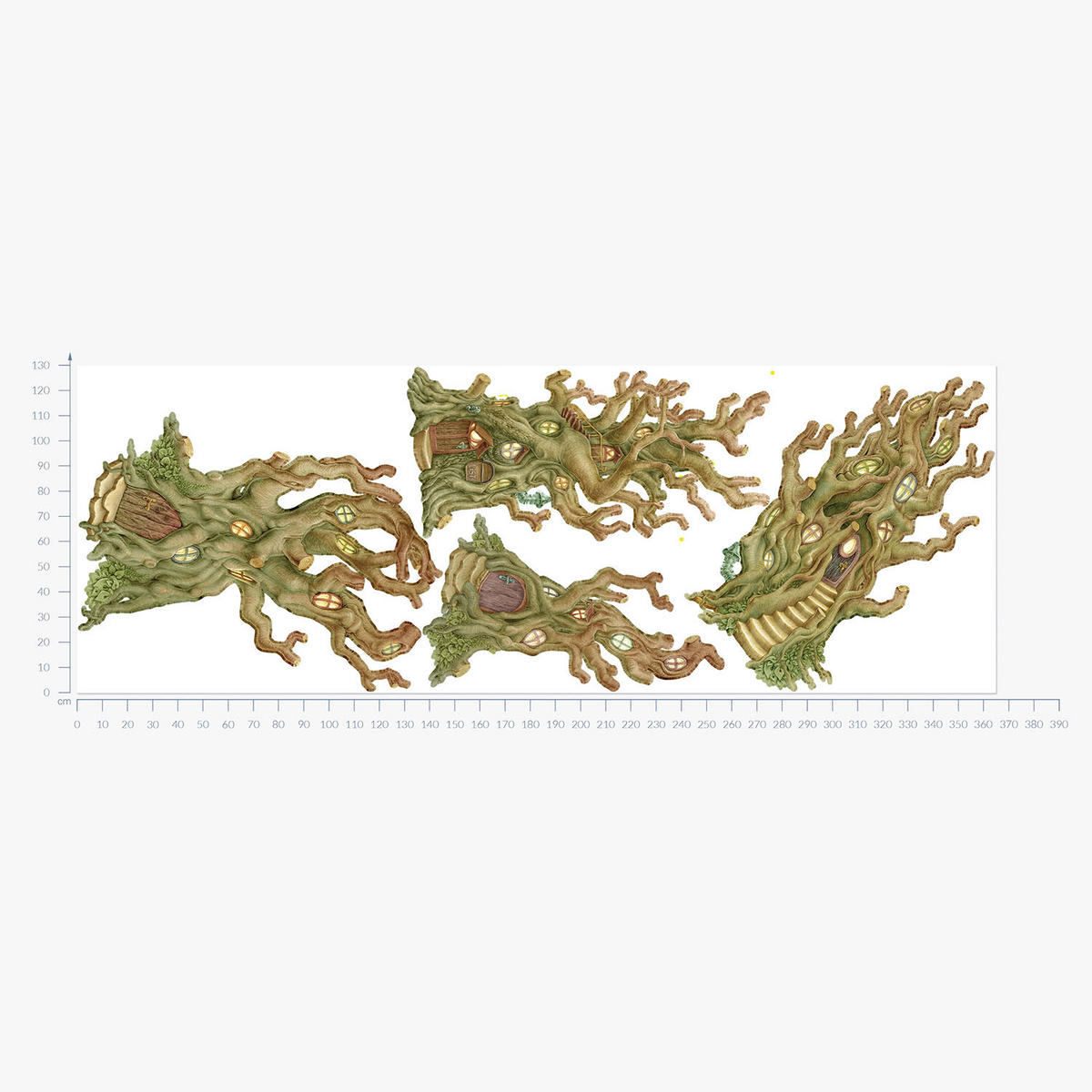 WANDAUFKLEBER 130x365cm - Zauberhäuser - Multicolor, Kunststoff (130/365/0.1cm) - Wallfluent