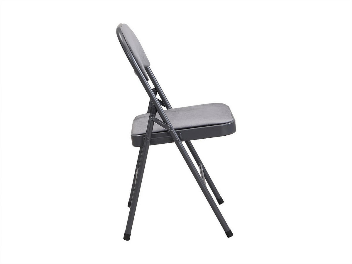 KLAPPSTUHL 2er-Set - Samt & Metall - Grau - ORTENSIA - Grau, Textil (46/79/49cm) - Vente-Unique