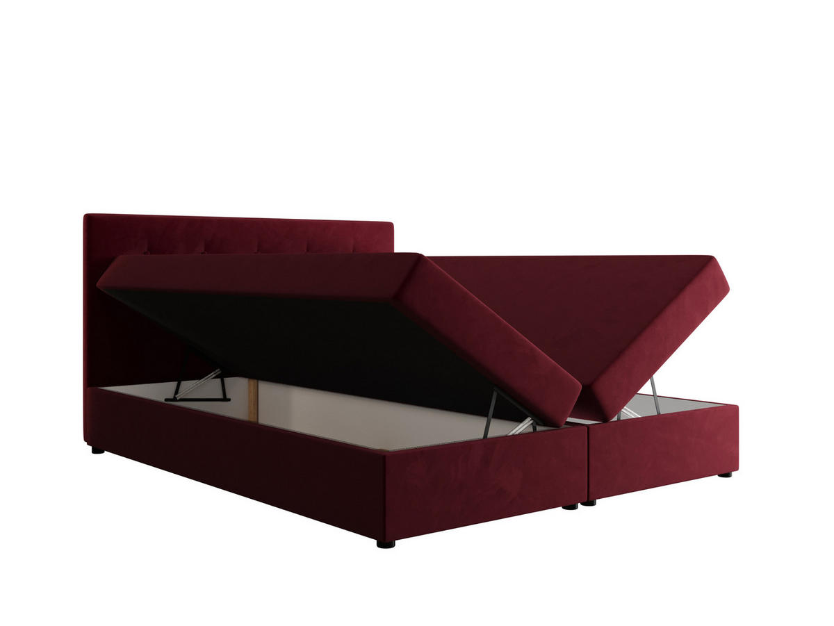 BOXBETT FADO 22 mit Matratze H3, Bonell und Topper 180x200 Itaka 34 - Rot, Holz/Textil (180/200cm) - Bedante