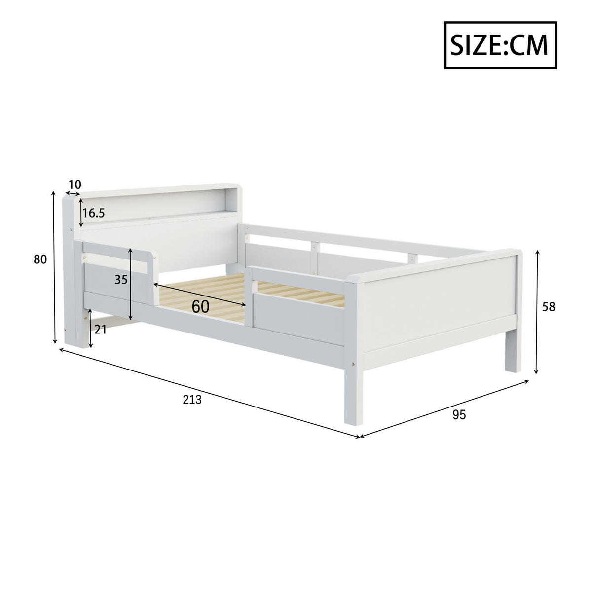 KINDERBETT 90x200cm Kiefer Holz USB LED Kopfteil Weiß - Weiß, Holz (90/200cm) - FLIEKS