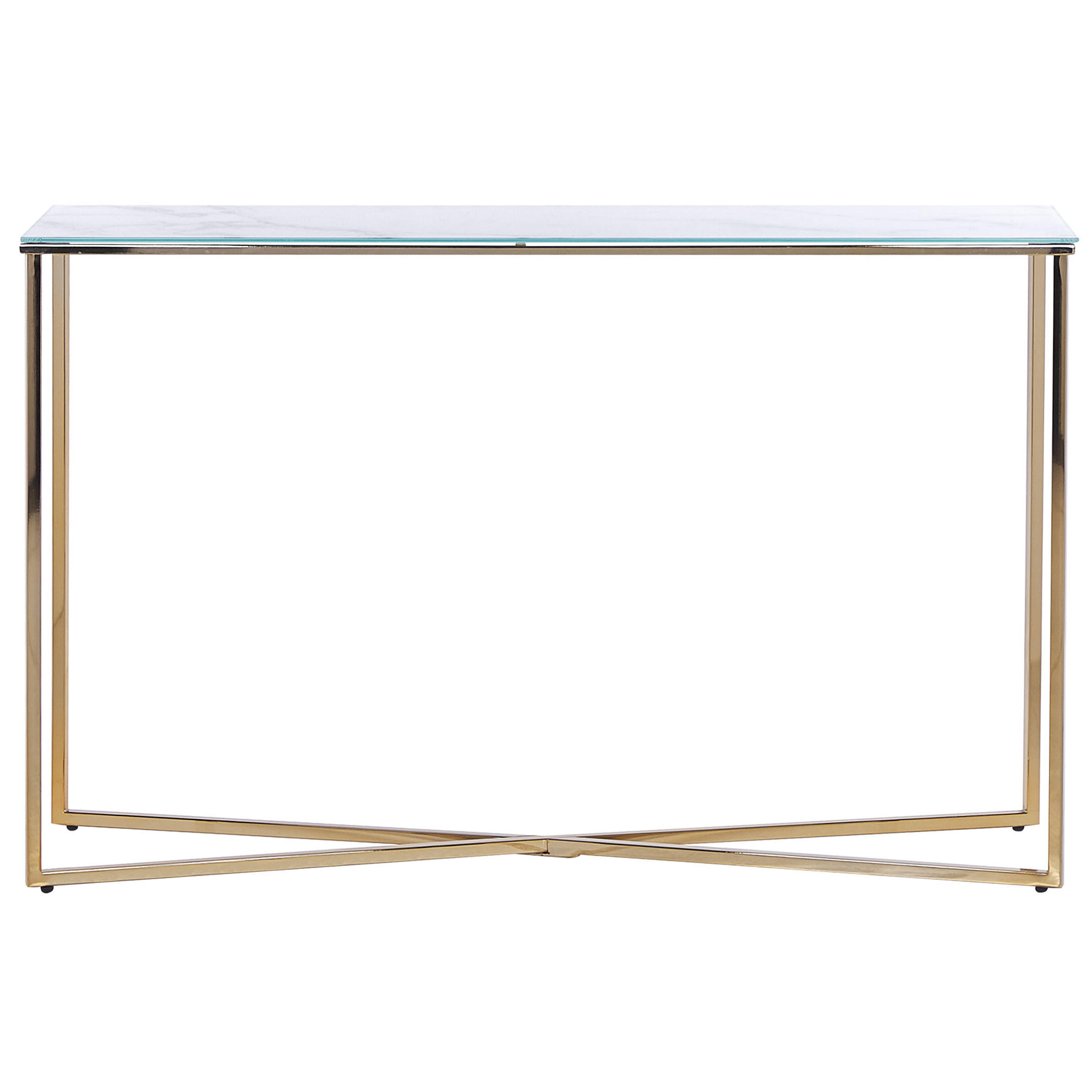 KONSOLENTISCH Marmor Optik weiß/gold Royse - Goldfarben/Weiß, Glas (120/35/76cm) - Beliani