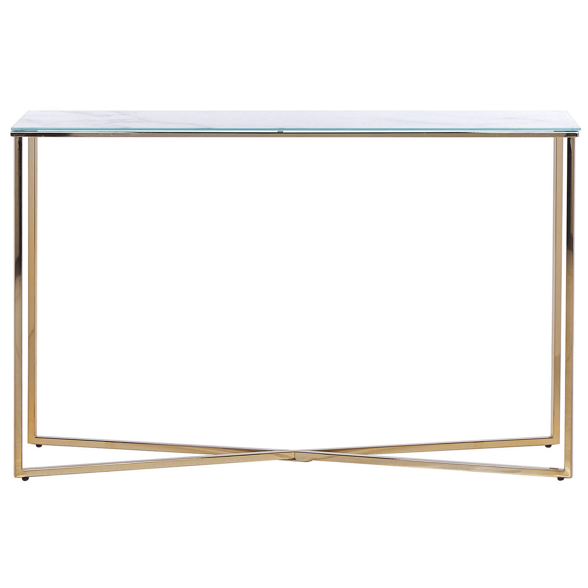 KONSOLENTISCH Marmor Optik weiß/gold Royse - Goldfarben/Weiß, Glas (120/35/76cm) - Beliani