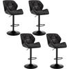 BARHOCKER 4er Set, höhenverstellbar,drehbar,Kunstleder Stahl - Schwarz, Metall (50/94/41cm) - Woltu