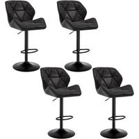 BARHOCKER 4er Set, höhenverstellbar,drehbar,Kunstleder Stahl - Schwarz, Metall (50/94/41cm) - Woltu