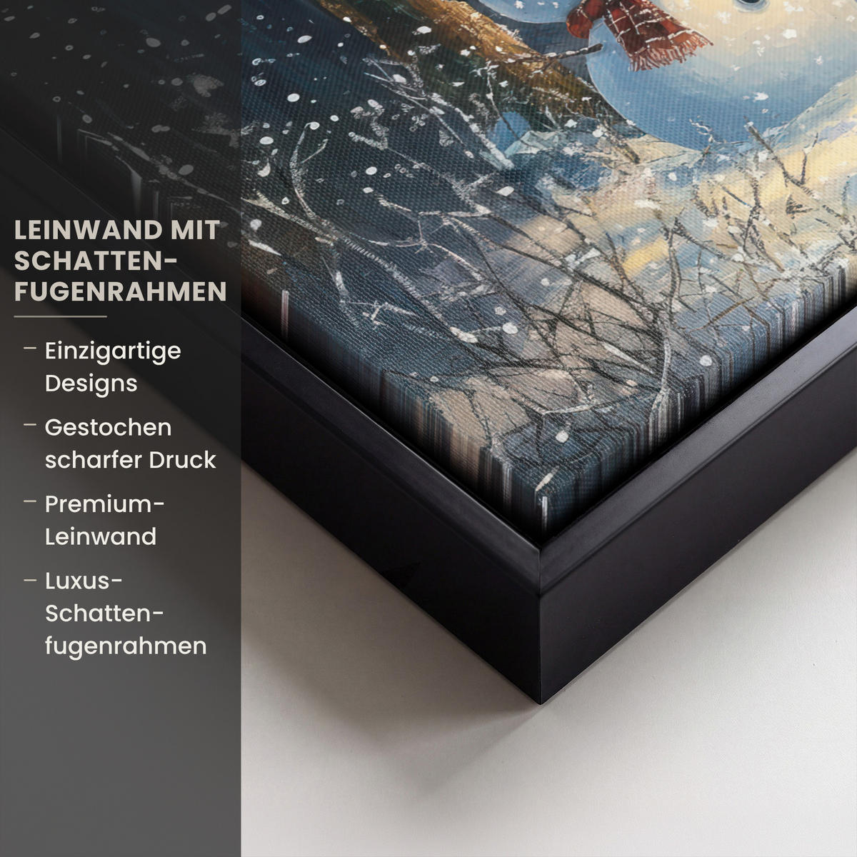 LEINWAND Bilder mit Rahmen - Schneemann - Schnee - Winter - Wald - 30x20 - Hellblau, Textil (30/20cm) - MuchoWow