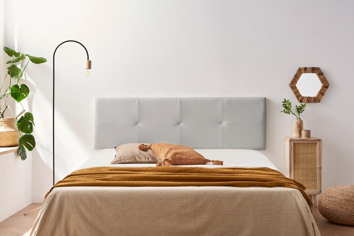 KOPFTEIL gepolstert ALTEA Kunstleder 160x50x5 cm - Hellgrau - Moonia - Hellgrau, Holz (160/5/50cm)