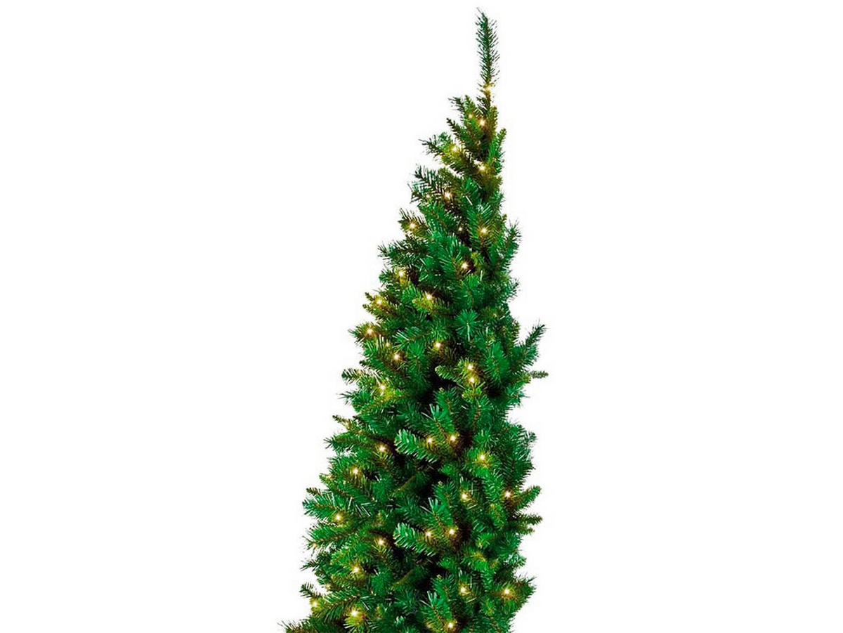 LAALU HALBER WEIHNACHTSBAUM künstlich Narnie 180 cm mit SMART LED Beleuchtung, Tannenbaum Christbaum Kunstbaum Dekobaum mit Metallständer - Grün, Kunststoff (180cm) - LAALU