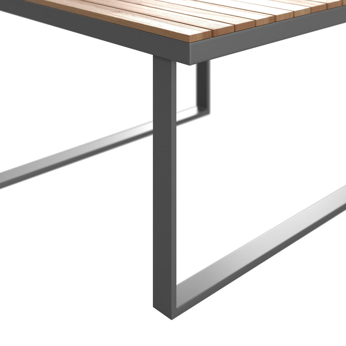 LOUNGEGARNITUR Elia Hellgrau Outdoorstoff/Metall/Holz - Hellgrau, Holz - Bessagi Garden