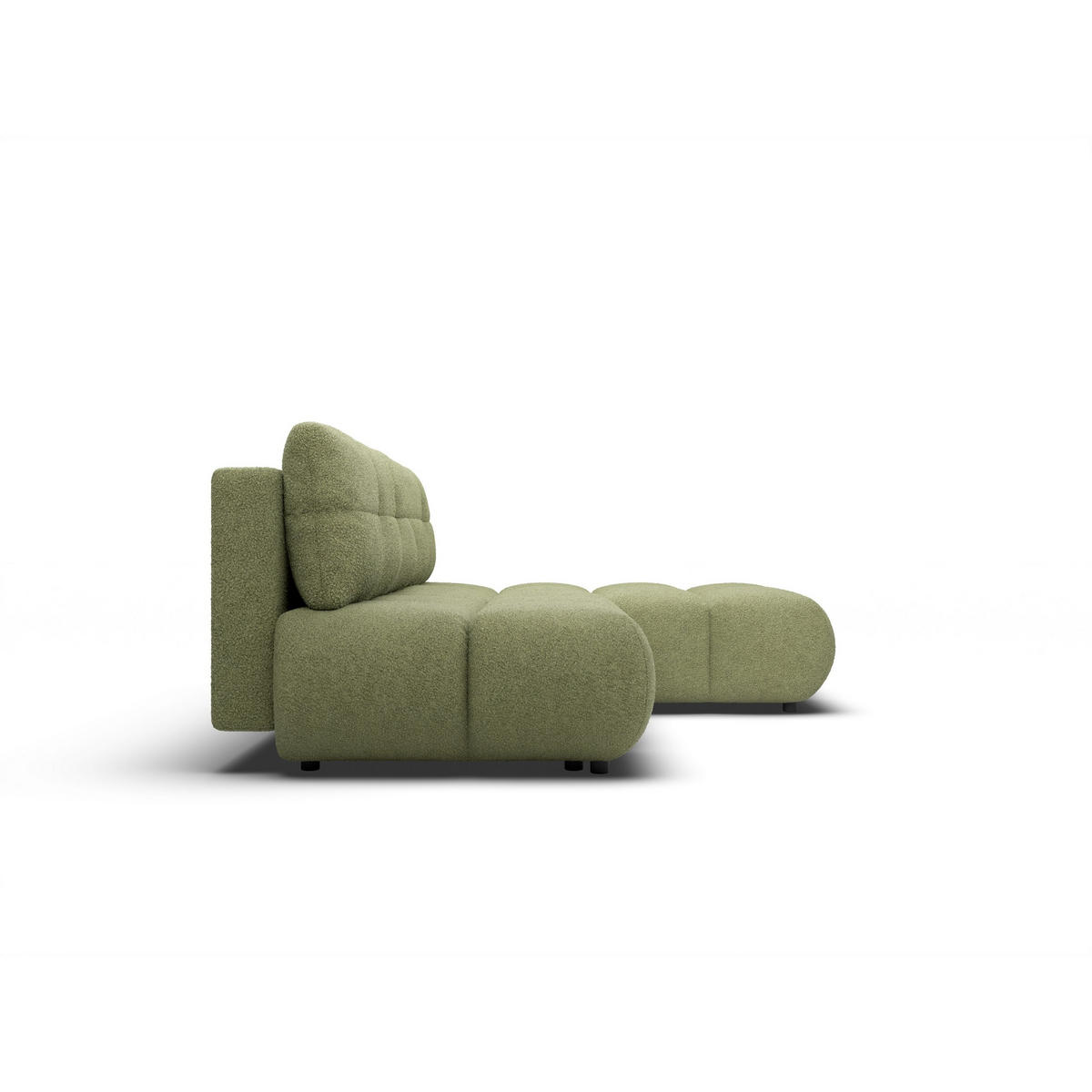 ECKSOFA CORSO R-S Grün Boucle-Stoff mit Schlaffunktion - Grün, Holz (230/177cm) - MASSENO