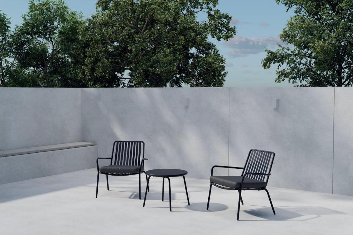 LOUNGE-SET, Mykonos, Schwarz, Stahl, 50 x 50 x 40 cm, 3-teilig - Schwarz, Metall - ebuy24