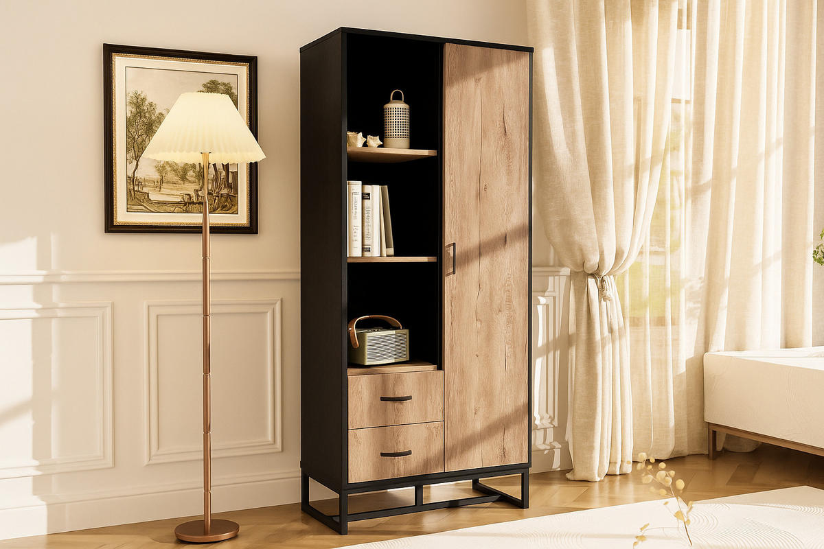 HIGHBOARD Holzoberfläche mit offenen Regalen, geräumiger Stauraum - Weiß, Holzwerkstoff (80/180/40cm) - Urban Meuble