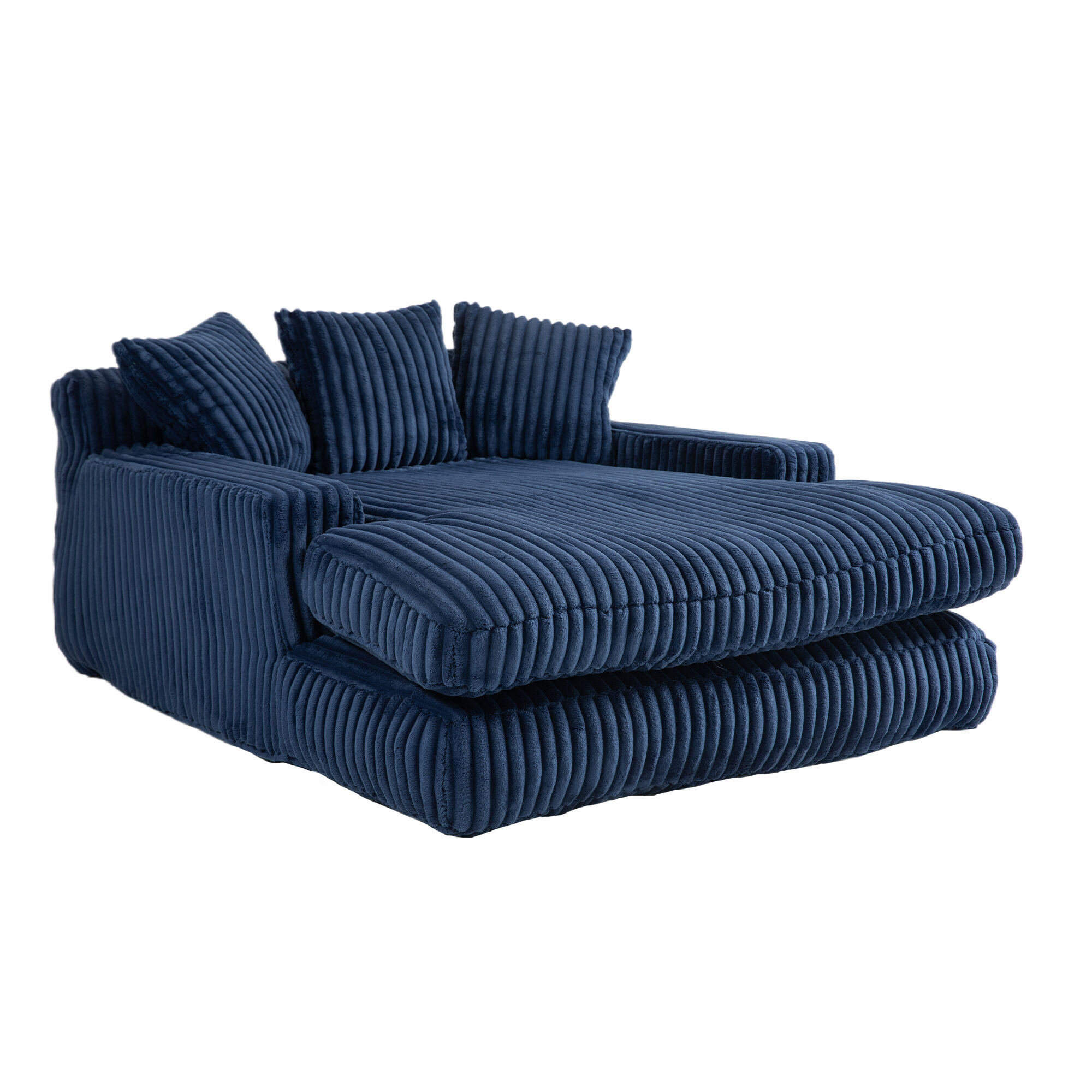 CHAISELONGUE Cord mit 3 Kissen bodennah 125/155/63 cm Dunkelblau - Dunkelblau, Textil (63/125/155cm) - Redom
