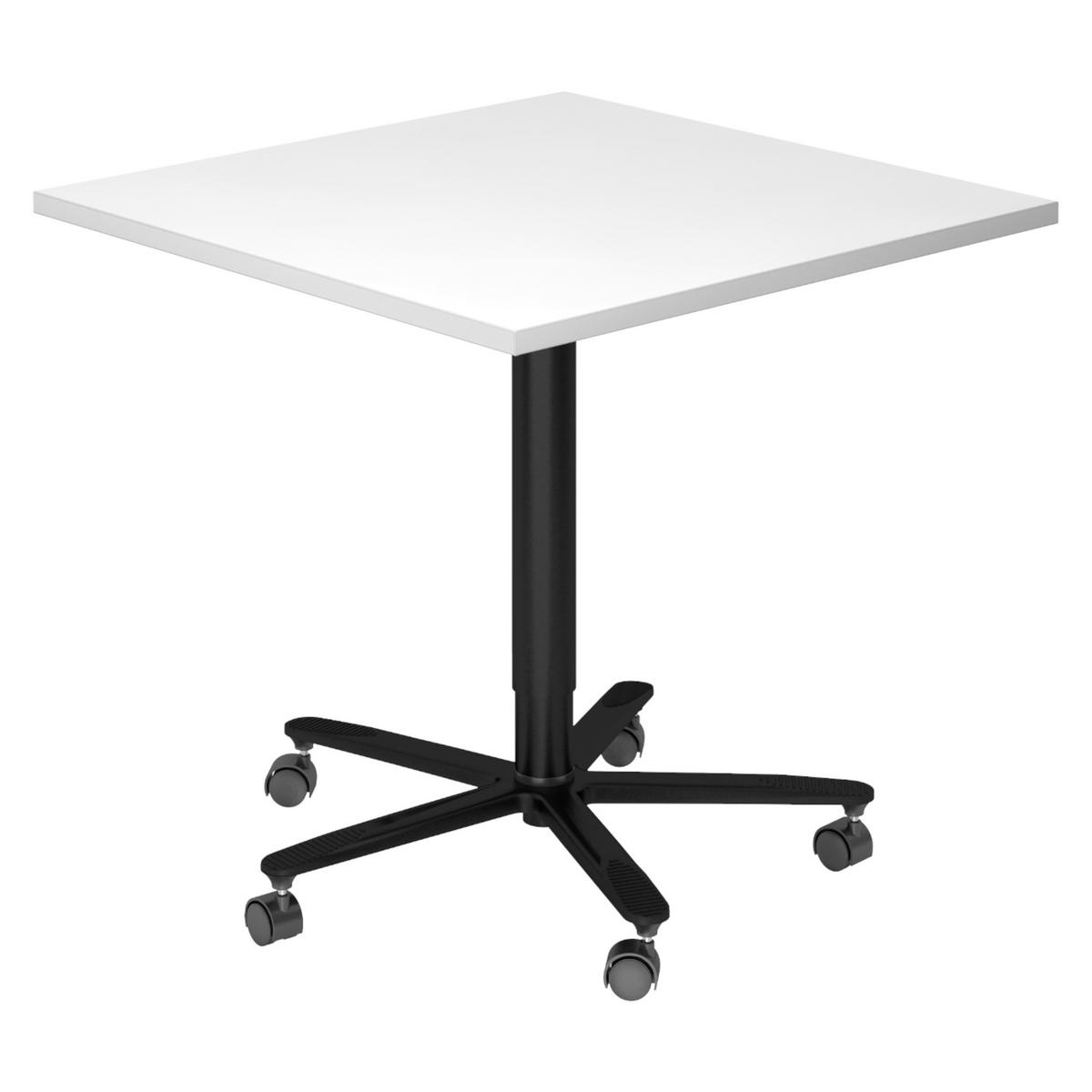 SÄULENHUBTISCH eckig ST 80/80/74 cm in Weiß/schwarz - Schwarz/Weiß, Holzwerkstoff (80/80/74cm) - bümö