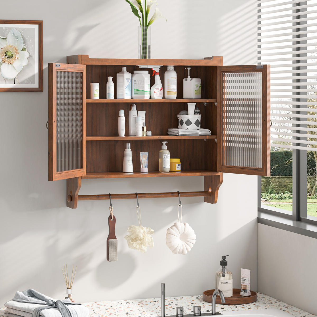 KÜCHENOBERSCHRANK 63/18/60 cm mit Glasfront und 2 Türen in Braun - Braun, Holzwerkstoff (63/60/18cm) - BEAOK