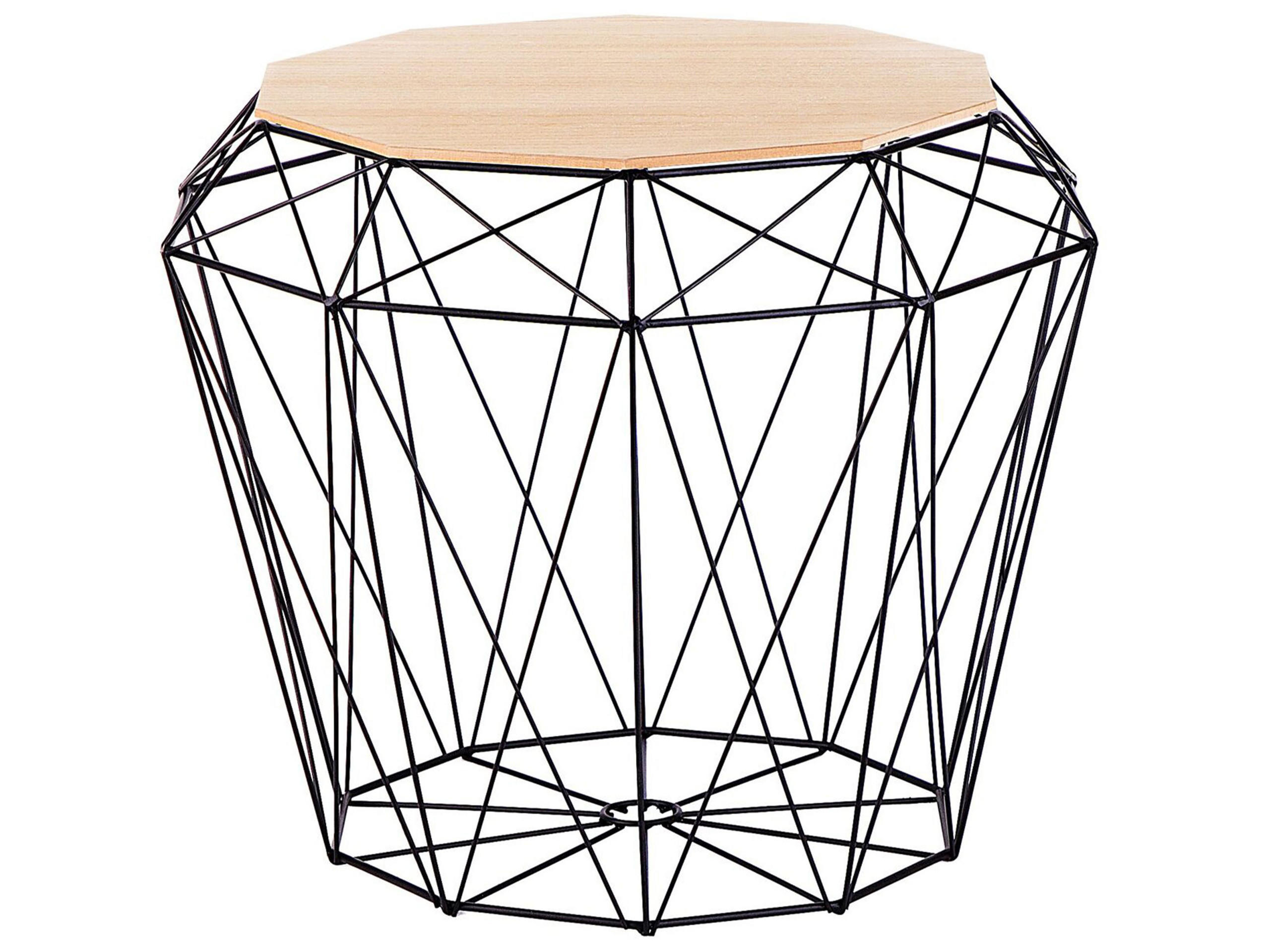 BEISTELLTISCH heller Holzfarbton/schwarz Zehneck Elida - Hellbraun/Schwarz, Holzwerkstoff (43/43/38cm) - Beliani