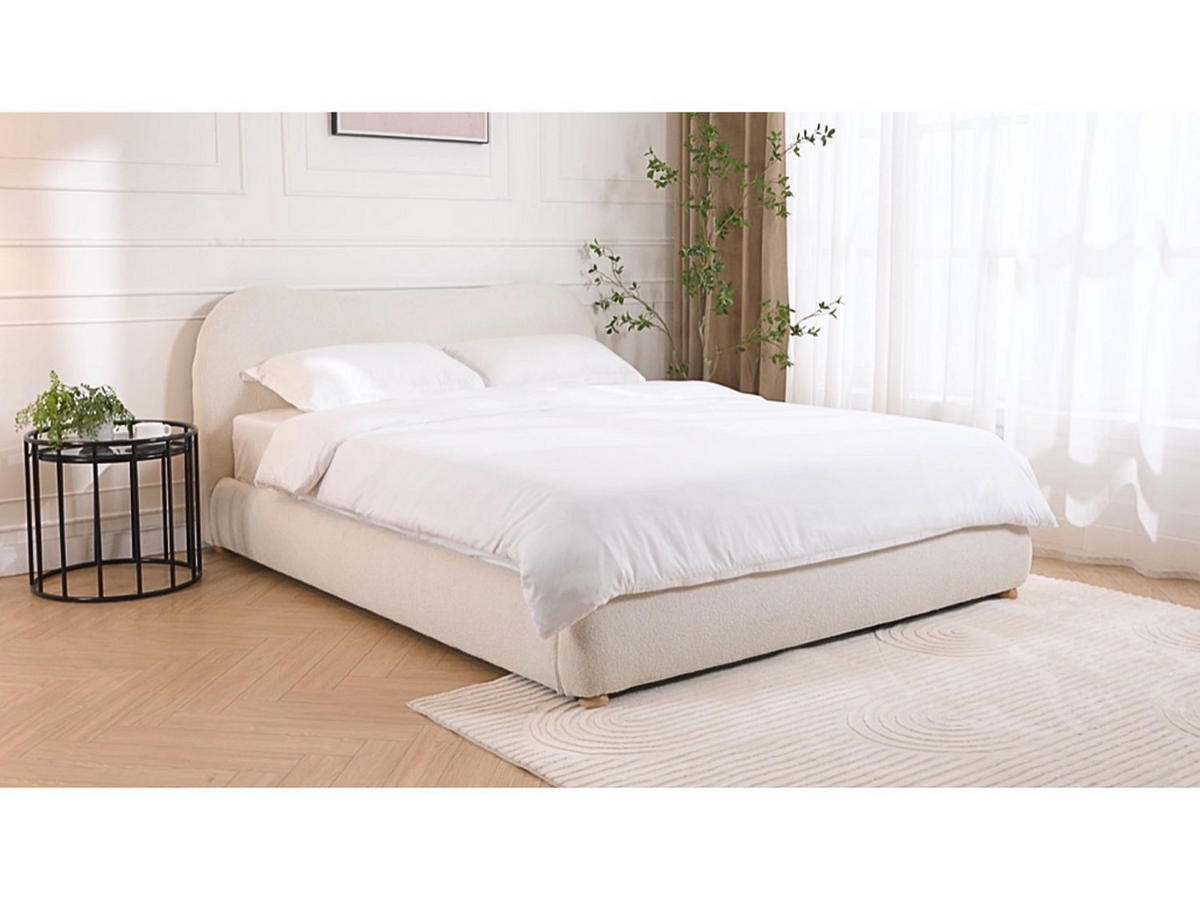 BETT mit Bettkasten - 1 Person - Stoff - Weiß - - Weiß, Textil (120/190cm) - Vente-Unique