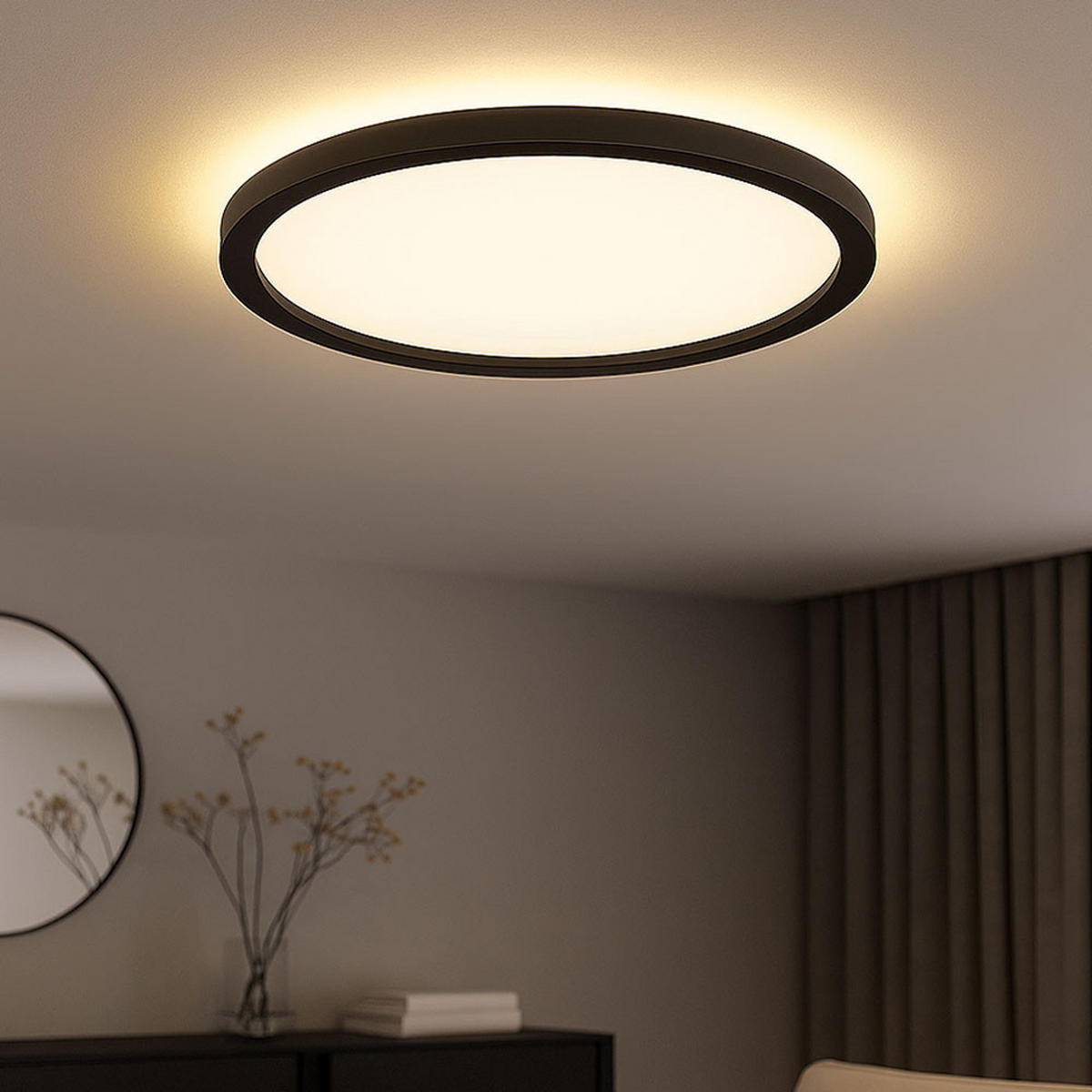 LED DECKENLEUCHTE Backlight Schwarz - Schwarz, Kunststoff (42.5/42.5/3.4cm) - Briloner