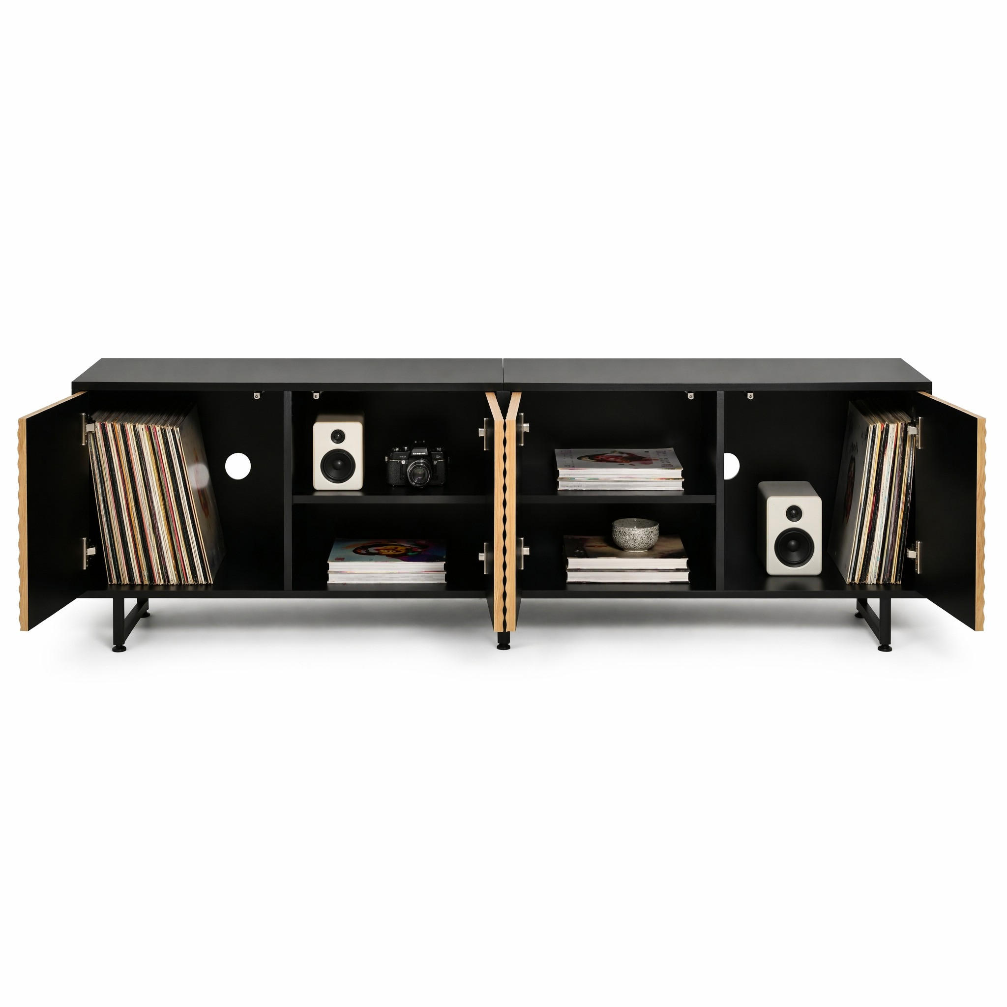STILVORA TV STOLEK přírodní barva se 4 dvířky, vakuově tvarovaný design, pro TV do 80", 180 × 40 × 50 cm